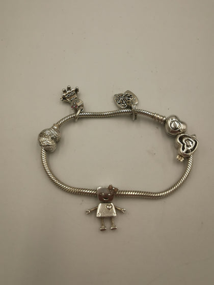 Pandora Bracelet With 5 Charms ( 925 ALE) With Pandora Box