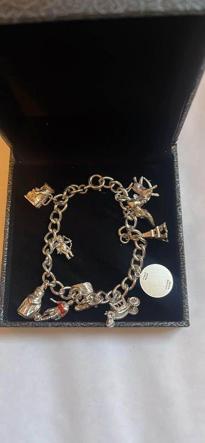 925 Sterling Silver Charm Bracelet - 35.71 Grams - 8’ Long.