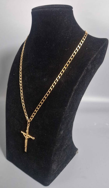9CT Gold Necklace With Cross Pendent 12.4G 375 18