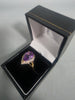 9CT Gold Ring Large Purple Stone 3.2G Size O
