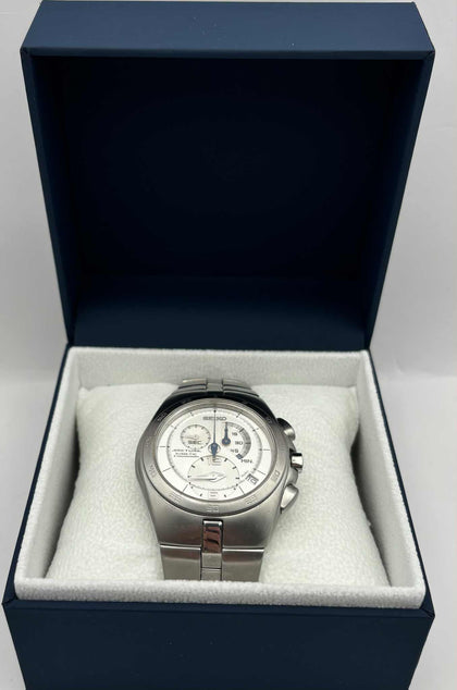 Seiko Arctura Kinetic Chronograph Mens Watch Seiko 7L22-0AA0 Vintage White Dial