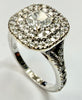 18ct white gold double halo ring size J