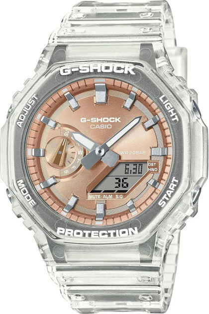 Casio G-Shock clear watch with blue face - 24 Month Warranty