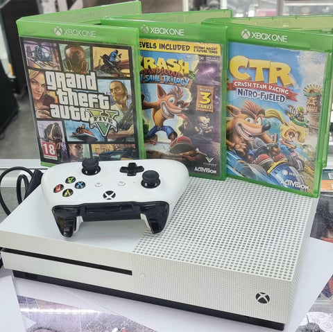 Xbox One S Console, 500GB, White + 3 good Games