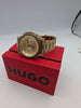 HUGO #BRAVE Men's Light Gold Tone Ion Plated Quartz Watch On Gold Plated Bracelet - Boxed ** BRAND NEW**