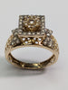 14ct Gold Diamond Square Top Ring Size M