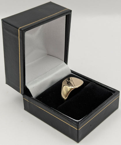375 Hallmarked 9CT, Yellow Gold, Signet Ring with Subtle Design, Size: R, 5.5g, Boxed