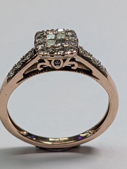 9CT GOLD DIAMOND RING SIZE M