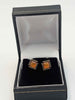 Pair Of Square 9ct Yellow Gold Honey Amber Earrings - 2.04 Grams