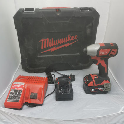 Milwaukee M18BID-0 M18 Compact Impact Driver with 2 X 5.0AH BATTERIES and charger +carry case