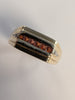 9ct Gold Ring With Red Stones Size S