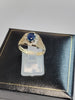 9ct Yellow Gold Ring with Blue & Clear Stones - Size P - 3.74G - Hallmarked