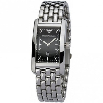 Emporio Armani AR0115 Tank Stainless Steel Black Dial Watch ** Boxed **