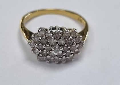 9ct Gold Diamon Cluster Ring Size K 0.50ct