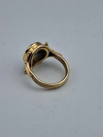 18ct Gold Ladies Ring with Natural Rutilated Quartz – Size Q – 10.0g Statement Piece