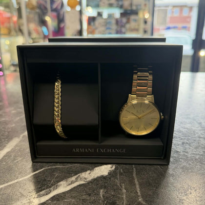 Armani Exchange Gold-Tone Stainless Steel Watch & Bracelet AX17144