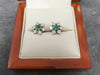 18ct White Gold Diamond & Emerald Vintage Flower Cluster Earrings