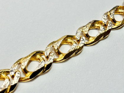 9ct yellow and white gold fancy link chain necklace 17