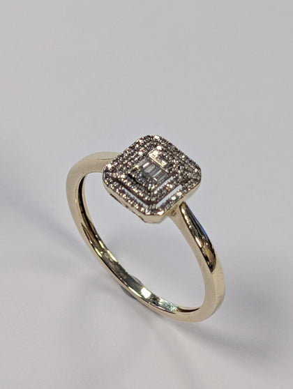 9ct gold square diamond ring