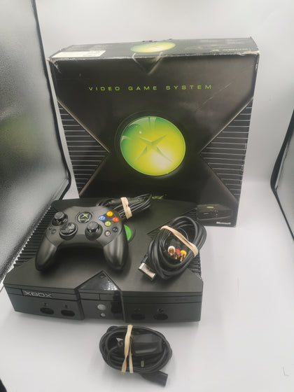 Original Xbox Console Black Boxed With Controller and Wires