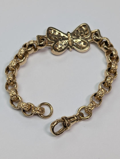9ct Gold Butterfly Baby Patterned Belcher Bracelet
