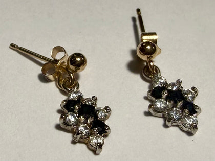 9CT Gold Earrings with Black Stones