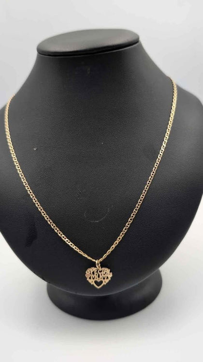 9ct Yellow Gold Anchor Mariner Chain Necklace With Special Mum Pendant - 18
