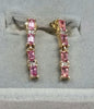 9ct Gold Earrings Drop with Pink/Clear Stones
