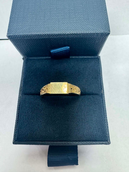 1.6g 14ct Vintage-style Yellow Gold Signet Ring - Size R - **Hallmarked**
