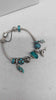 Pandora (ALE 925) Sterling Silver Charm Bracelet With 9x Turquoise Charms & Safety -Boxed - 8" Long