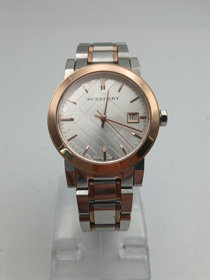 Burberry BU9105 Women's Quartz two toned stainless steel watch with paper work and box