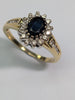 18CT GOLD DIAMOND & BLACK STONE RING SIZE M 1/2
