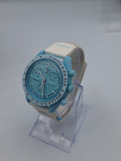 SWATCH X OMEGA MOONSWATCH MISSION TO URANUS BIOCERAMIC WATCH (CHRONOGRAPH, QUARTZ), BOXED