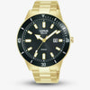 Lorus Mens Solar Gold Tone Black Dial Watch
