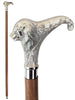 Lionhead 2 Piece Swagger Cane - Nickel Plated & Sheesham Wood 98.5cm
