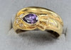 18ct Gold Ring Purple/Clear Stones Size "Q"