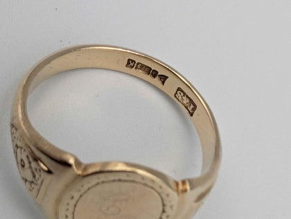 9ct Yellow Gold Mens Flat Signet Ring - Size X - 6.63 Grams