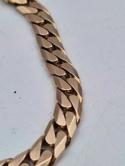 9ct Yellow Gold Curb Bracelet - 7mm Wide - 8.5