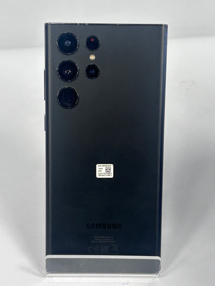 Samsung Galaxy S22 Ultra Phone Phantom Black 128 GB *HAIRLINE CRACK ON SCREEN*