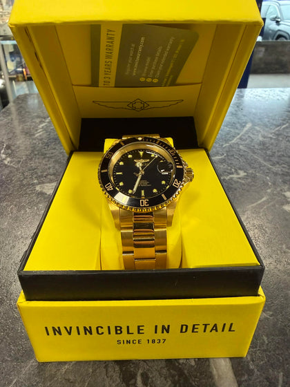 Invicta Men PRO DIVER AUTOMATIC BLACK DIAL 18K GOLD Bracelet 40mm SS Watch - New with Tags