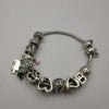 Pandora Bracelet 44.3Grams, 12 Charms (Love Hearts, Flower, Family)925 ALE Hallmarked, 7.5" Length, Box Included