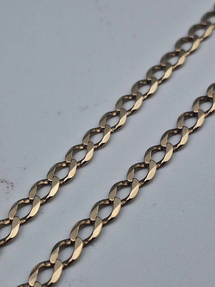 9ct Yellow Gold Thin Curb Chain Necklace - 10.73 Grams - 20