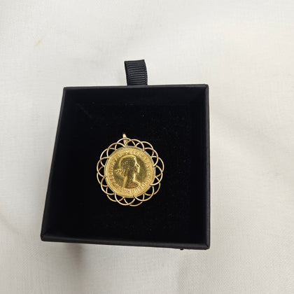 1967 Gold Sovereign Coin Elizabeth II Young Head & 9ct Pendant Mount