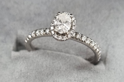 18ct White Gold 0.65ct Diamond Ring Size M