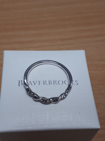 Platinum and Half Diamond Twist Style Band