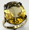 9ct gold dress ring with large yellow stone size K 1/2