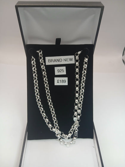 new silver chain belcher , weight 37.0g lenght 24