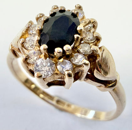 9ct yellow gold cluster ring with CZ stones size L 1/2