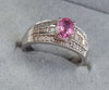 18ct White gold diamond Ring Pink Stone Size O