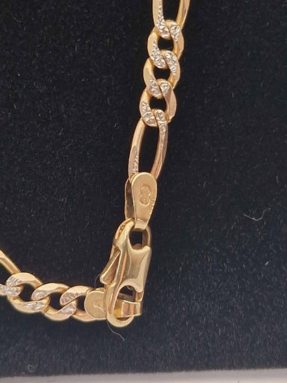 9ct Yellow Gold 3-In-1 Figaro Chain Necklace With CZ Stones - 9.07 Grams - 18